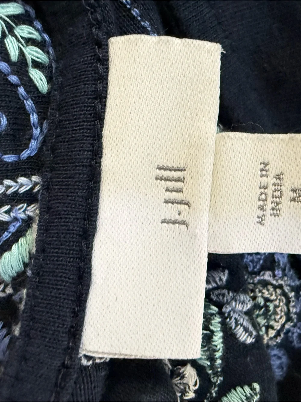 J.JILL Navy Floral Patchwork Boatneck Cotton Women's Top Size Medium